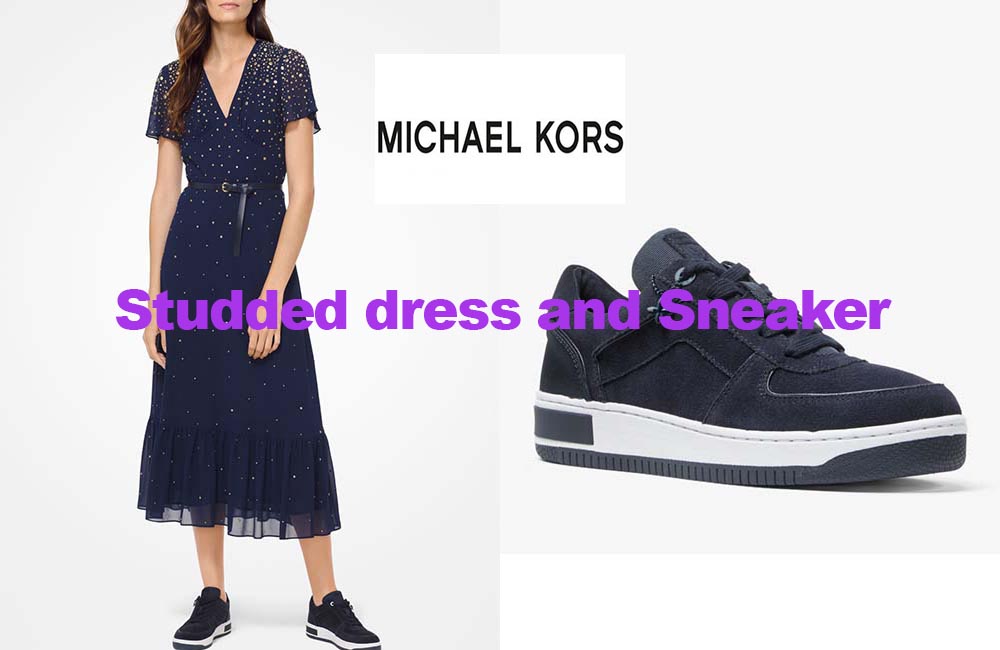 Studded dress and sneakers from Michael 